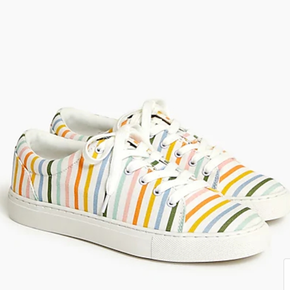 NIB J. Crew Printed Canvas Striped Sneakers
